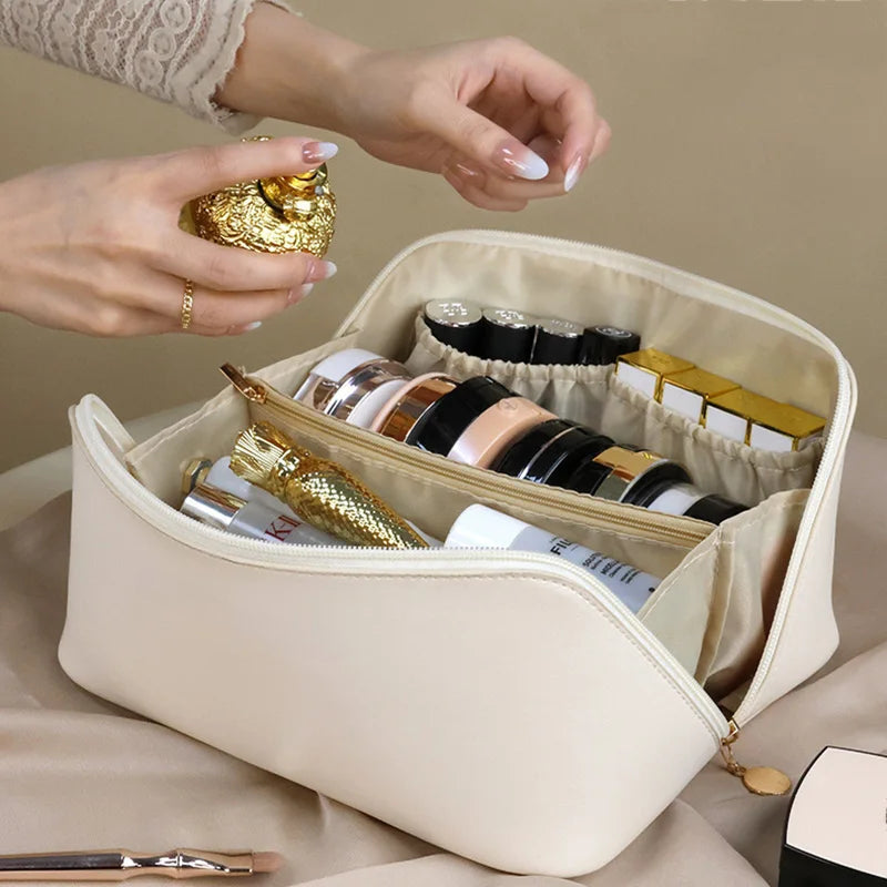 Large Capacity PU Pillow Tote Makeup Bag For Woman Travel Cosmetics
