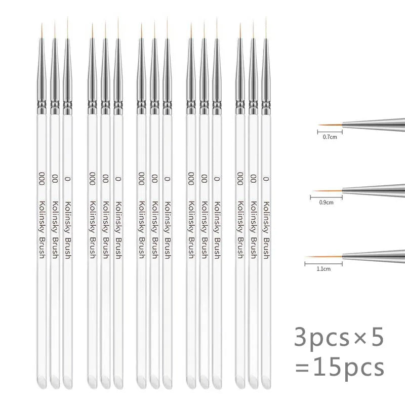 Nail Art Brushes Set - Professional 5pcs Double-Ended Acrylic Nail Art Brushes Liner Detail Brushes For Drawing Design Brushes