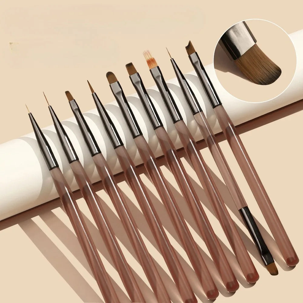 Nail Art Brushes Set - Professional 5pcs Double-Ended Acrylic Nail Art Brushes Liner Detail Brushes For Drawing Design Brushes