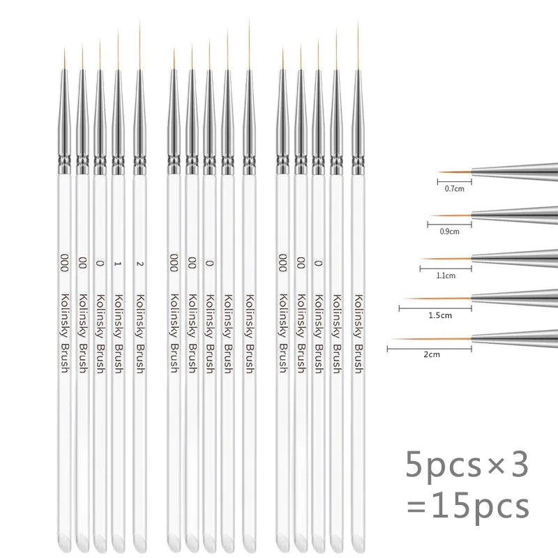Nail Art Brushes Set - Professional 5pcs Double-Ended Acrylic Nail Art Brushes Liner Detail Brushes For Drawing Design Brushes