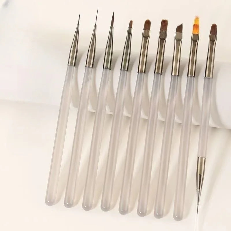 Nail Art Brushes Set - Professional 5pcs Double-Ended Acrylic Nail Art Brushes Liner Detail Brushes For Drawing Design Brushes