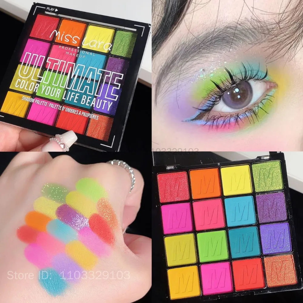 Rainbow 16 Colors Eye Shadow Summer Palette Long Lasting Waterproof Pearlescent Matte Shimmer Eyeshadow Women Beauty Eye Makeup