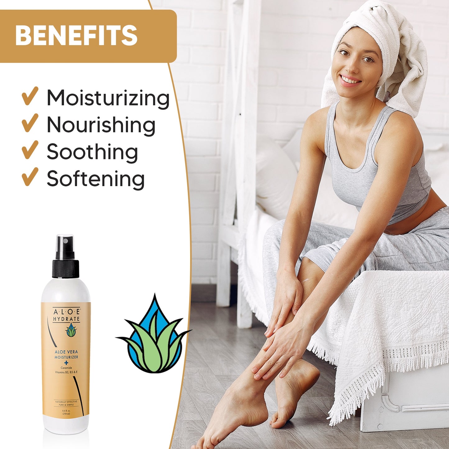 AloeHydrate AVM Body Spray; Non-Greasy Moisturizing Body Lotion