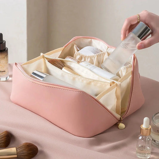 Large Capacity PU Pillow Tote Makeup Bag For Woman Travel Cosmetics