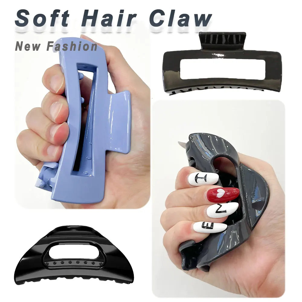 Korean Girls Silicone Rubber Hair Claws Hair Clips Headwear Large Size Hairpin Crab Barrette Fashion Ornament Hair Accessories